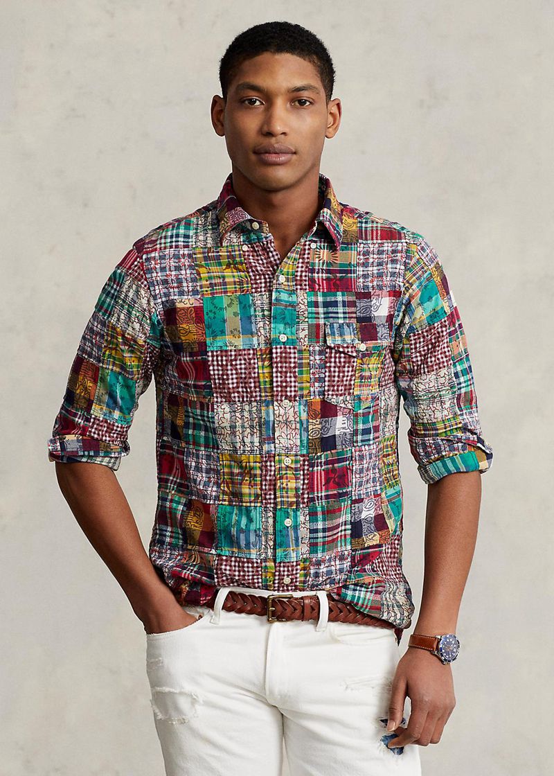 ポロ ラルフ ローレン シャツ メンズ カラー クラシック フィット パッチワーク Madras YFNER7052